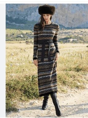 Peruvian Connection Cotton/ Baby Alpaca Blend Knit Midi Dress